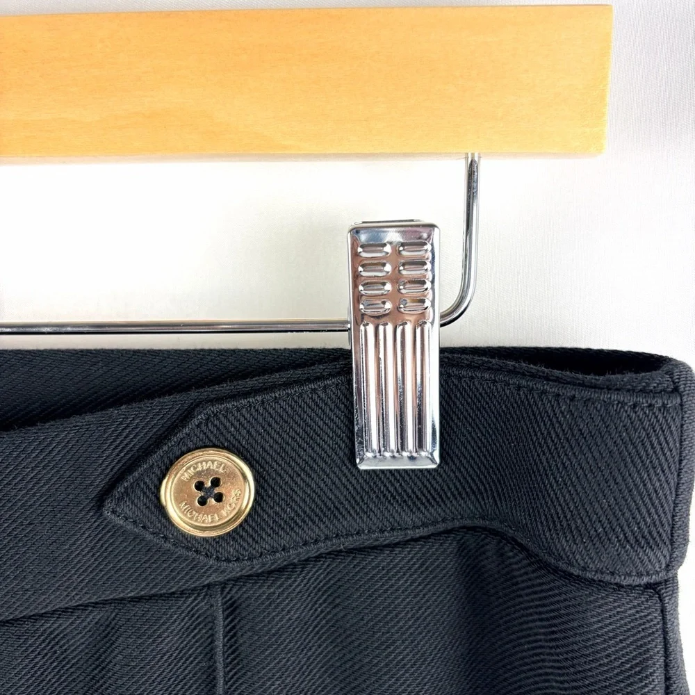 Michael Kors Black Flare Pants M Stretch Dress Pants Gold Button